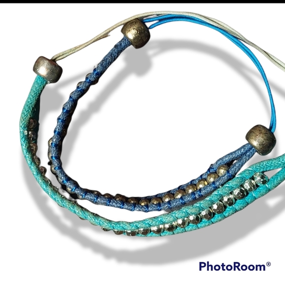 3/$15- Bundle of Twine and Metallic Bead Bracelets. 2 count - Picture 2 of 2